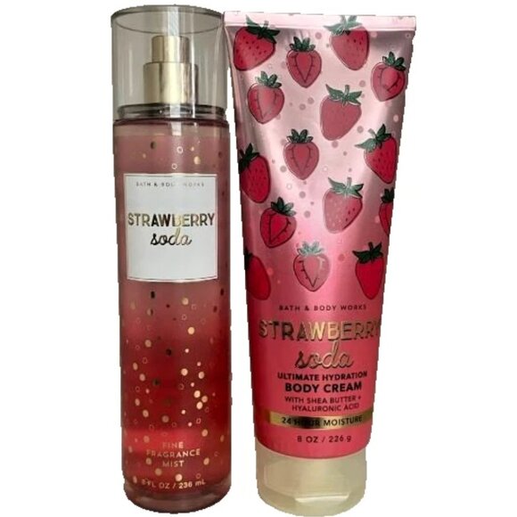 Bath & Body Works STRAWBERRY SODA Fine Fragrance Mist + Body Cream NEW! Yummy!! - Picture 1 of 1